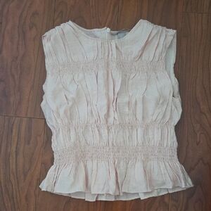 H&M Pale Pink Smocked Sleeveless Peplum Top